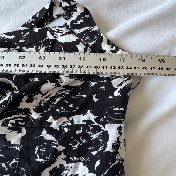 Majora XL Black & White‎ Floral Summer Midi Dress Sleeveless Neck Tie Whimsigoth - Picture 11 of 16